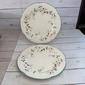 Pfaltzgraff Winterberry 10" Dinner Plates Set of 2 Christmas Holly Berry Holiday